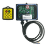 The Lodar LTD 4 Function Wireless Remote Control System features a remote and wired controller with labeled buttons and exposed circuit board, ideal for use in trailer control systems or 12/24V work truck applications.
