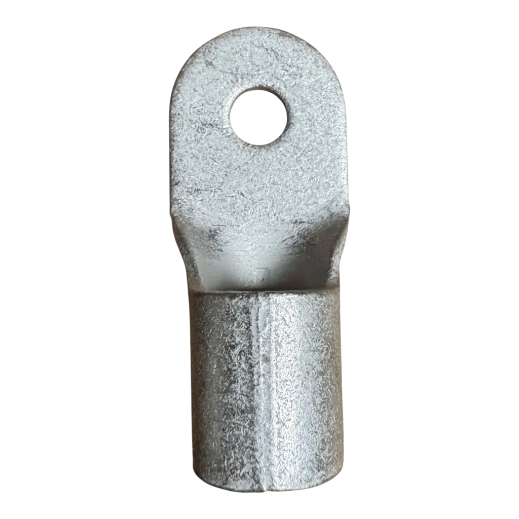 The PIERCE Winch Cable Eyelet for PS9000 and PS12000 Recovery Winches features a silver metal, cylindrical base with a flat end and round hole, designed to ensure secure cable connections on compatible winch systems.