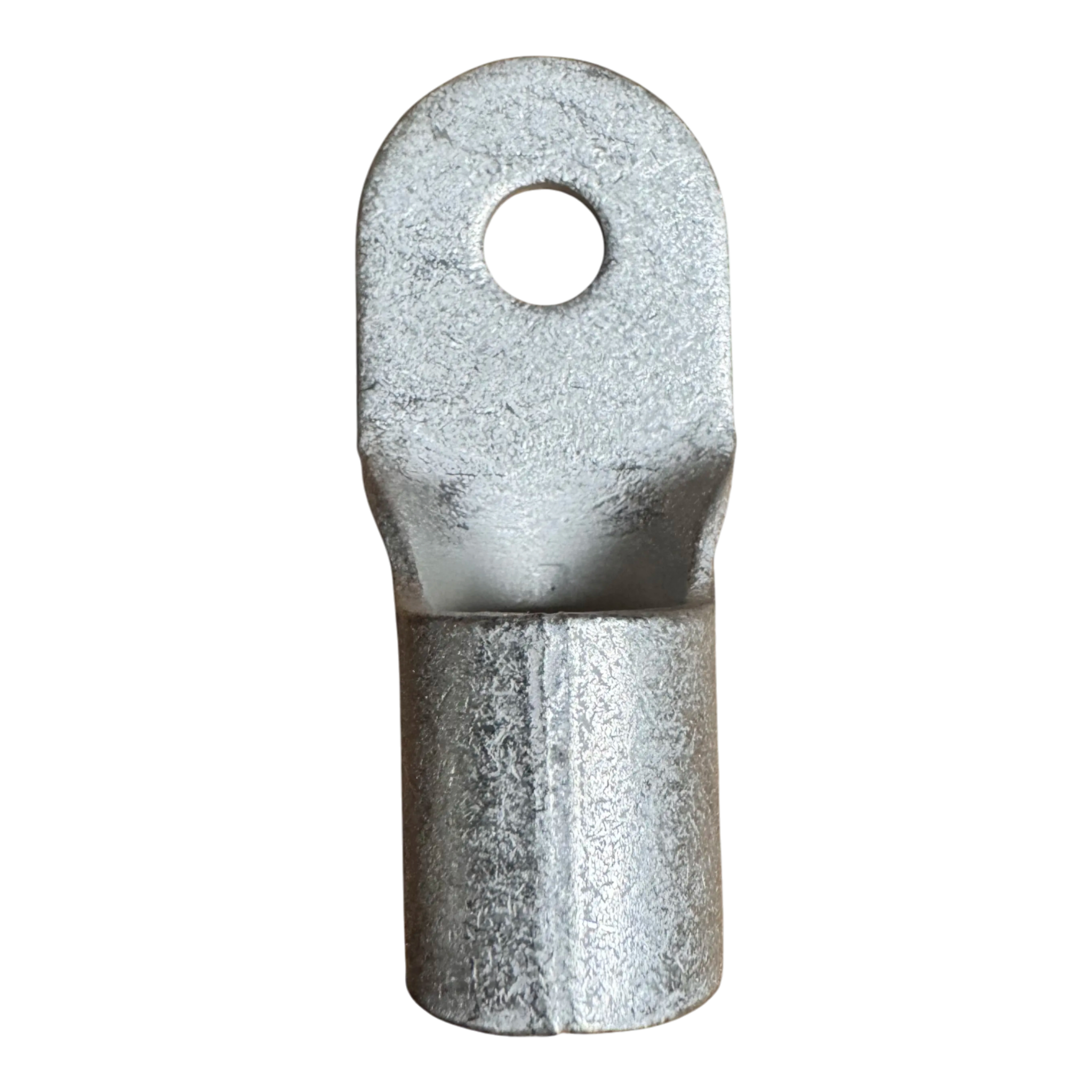 The PIERCE Winch Cable Eyelet for PS9000 and PS12000 Recovery Winches features a flat end with a circular hole, making it ideal for secure electrical connections in winch cable setups.