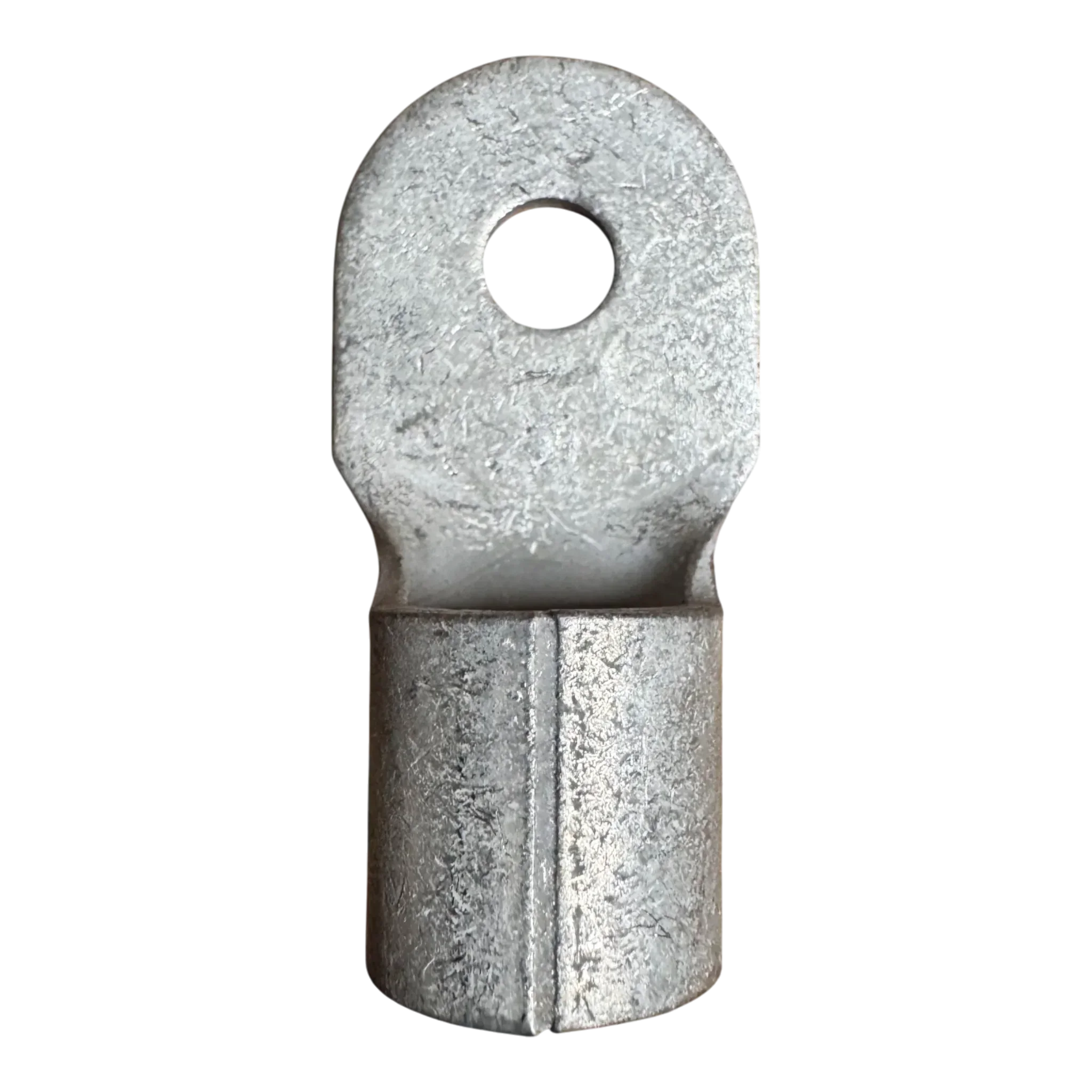 The PIERCE Winch Cable Eyelet for PS20000 Recovery Winches is a metallic connector lug with a circular top hole and cylindrical base—perfect as a winch cable replacement.
