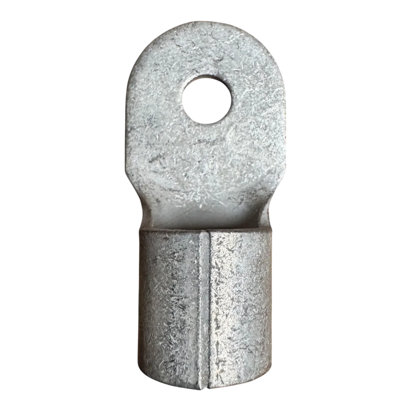The PIERCE Winch Cable Eyelet for PS20000 Recovery Winches is a metallic connector lug with a circular top hole and cylindrical base—perfect as a winch cable replacement.