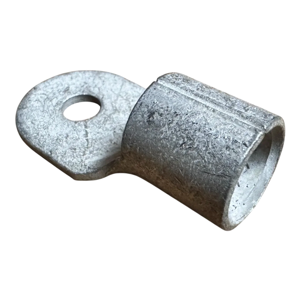 The PIERCE Winch Cable Eyelet for PS20000 Recovery Winches features a cylindrical end and flat, holed tab—perfect for secure electrical connections or as a replacement on your PS20000 recovery winch cable.