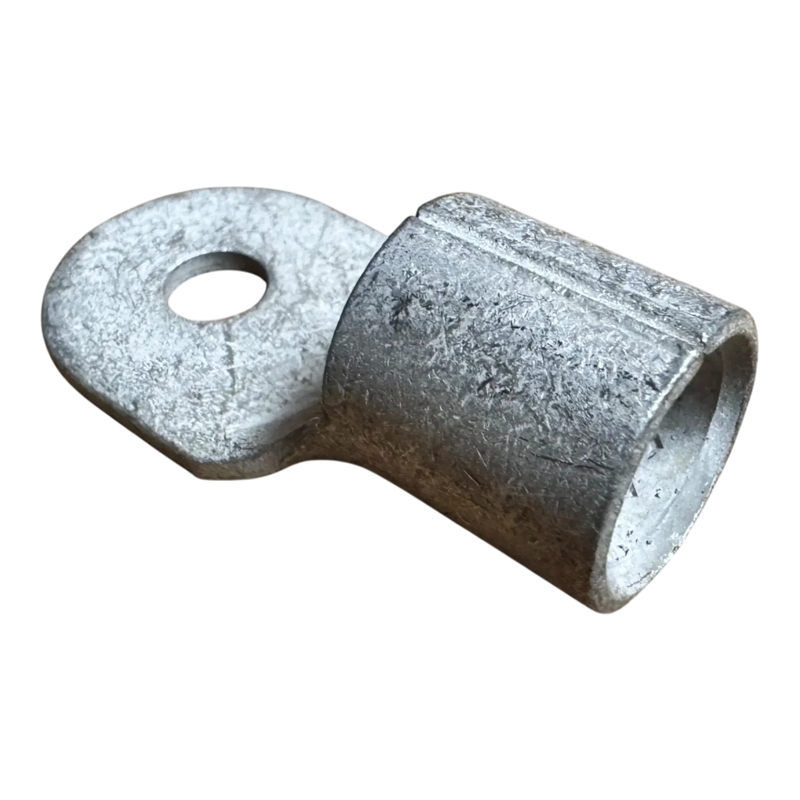 The PIERCE Winch Cable Eyelet for PS20000 Recovery Winches features a cylindrical end and flat, holed tab—perfect for secure electrical connections or as a replacement on your PS20000 recovery winch cable.