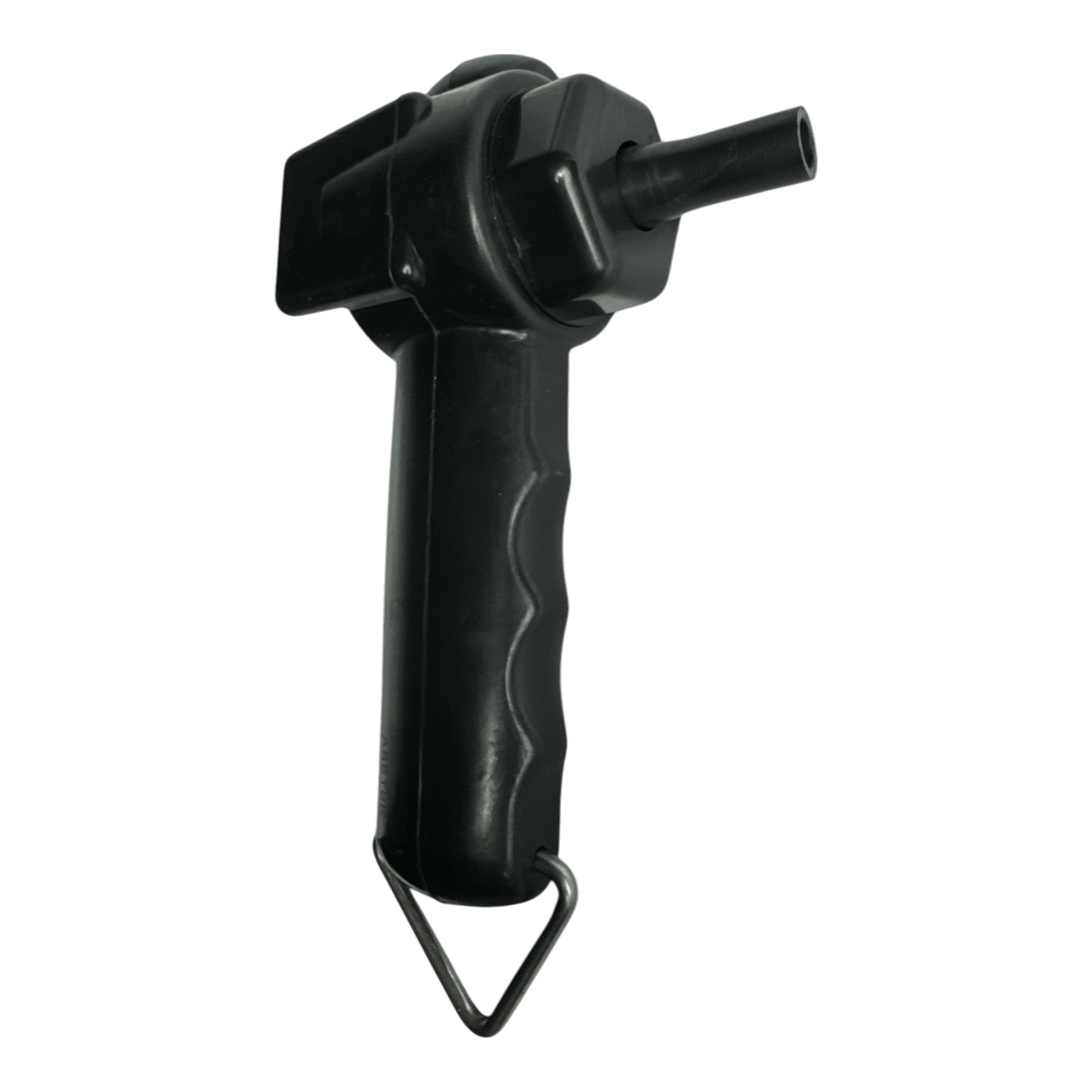 PIERCE Universal Toggle Switch Remote - No Cord by PIERCE: a black plastic air pump handle with nozzle and metal loop at the base, resembling a replacement pendant, shown isolated on white background.