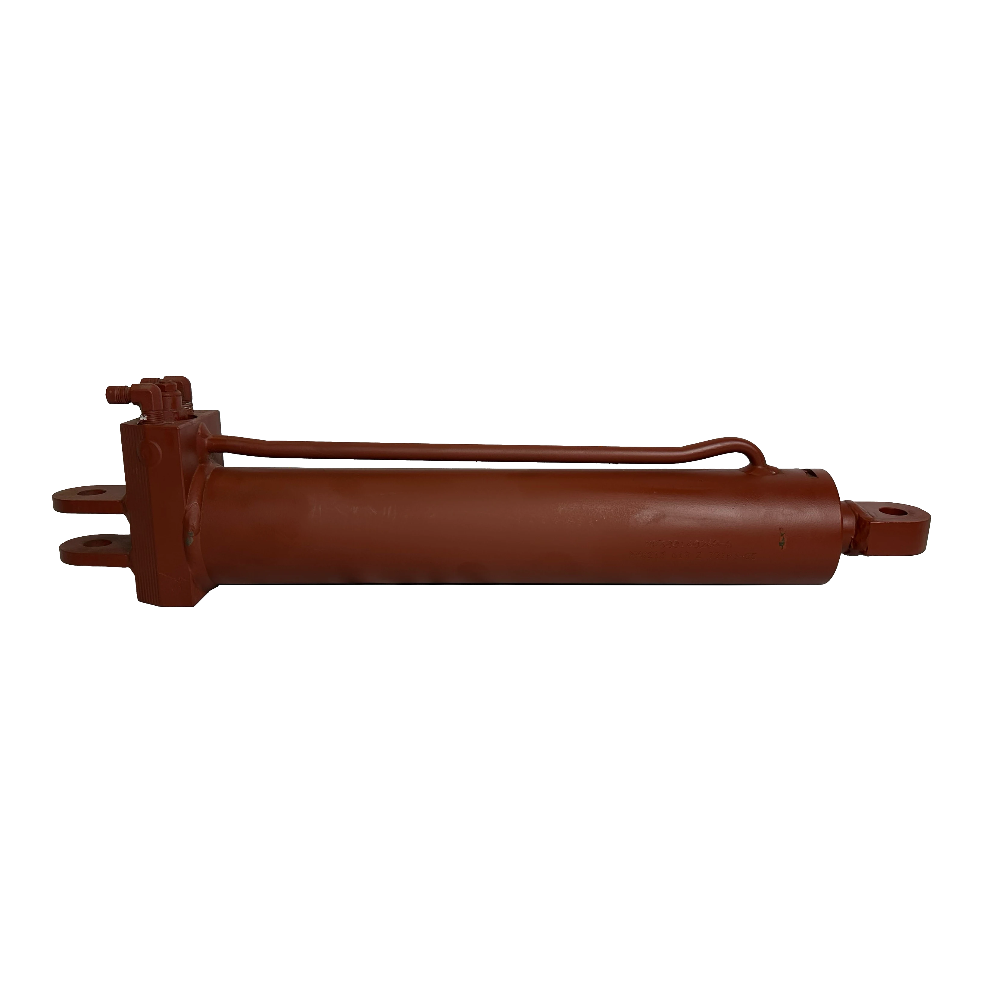 Up\Down Cylinder | Single Series by PIERCE, shown on a black background with connection points at each end, ideal as an OEM replacement for Pierce Wrecker Beds.