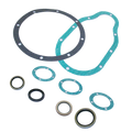 Assorted automotive gaskets and seals, including the PIERCE Seal Kit for Electric Worm Gear Winches, arranged on a white background.