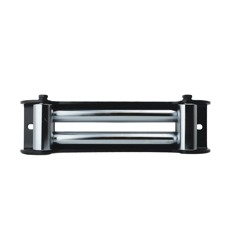 A PIERCE PSHV Winch Series Roller Fairlead in black and silver is shown from the front against a white background.