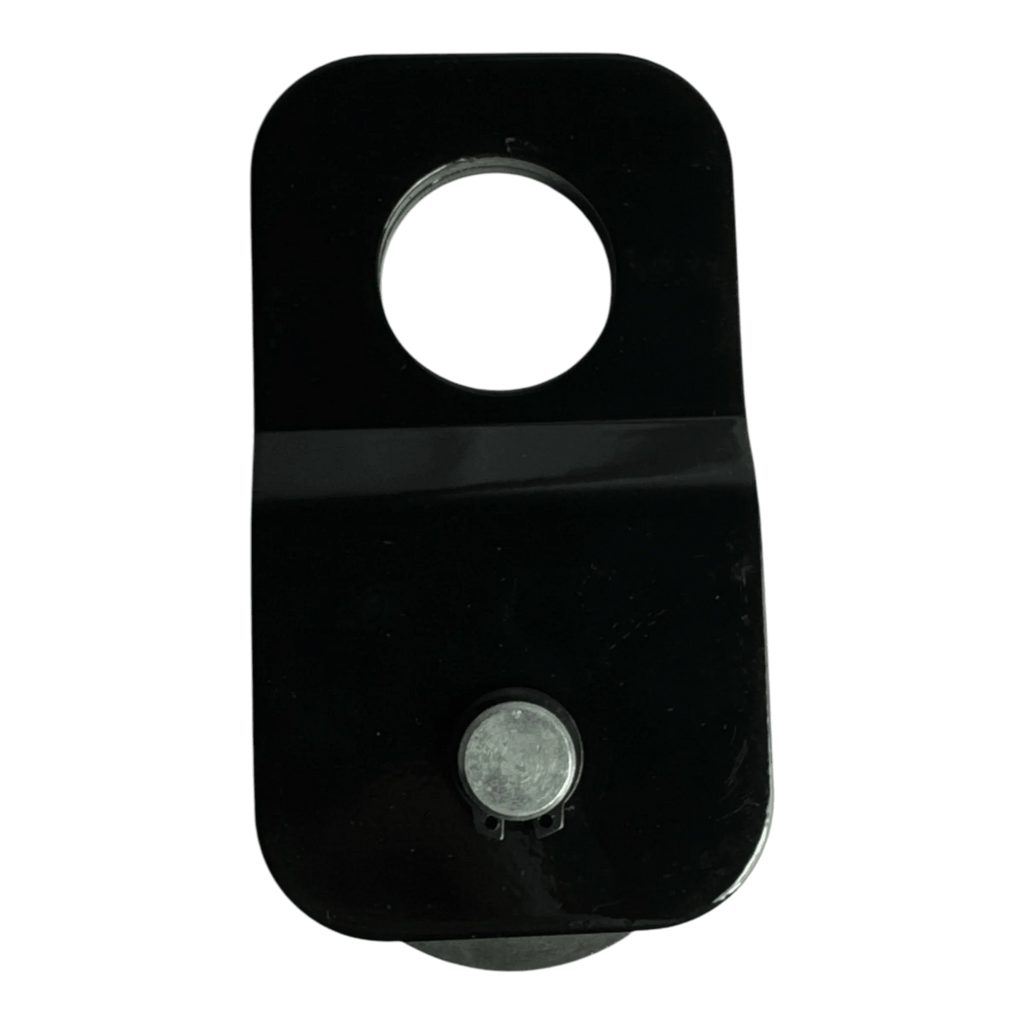 The PIERCE Snatch Block WLL 6,000 lbs is a black, rectangular metal plate with a large circular hole and bolt, designed to support winch pulling up to 6,000 lbs.