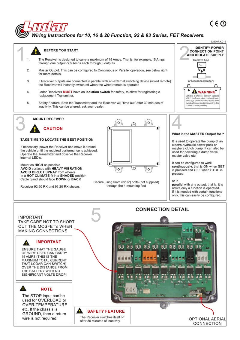 92-93 Series - Wiring Instructions for 10, 16, 20 Function Receivers — Page 1