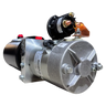 The Bucher Dual Action (Power Up / Power Down) Hydraulic Pump by Bucher Hydraulics, Inc. features a metal cylinder and attached solenoid—ideal for agricultural uses such as powering hydraulic bale spear pumps.