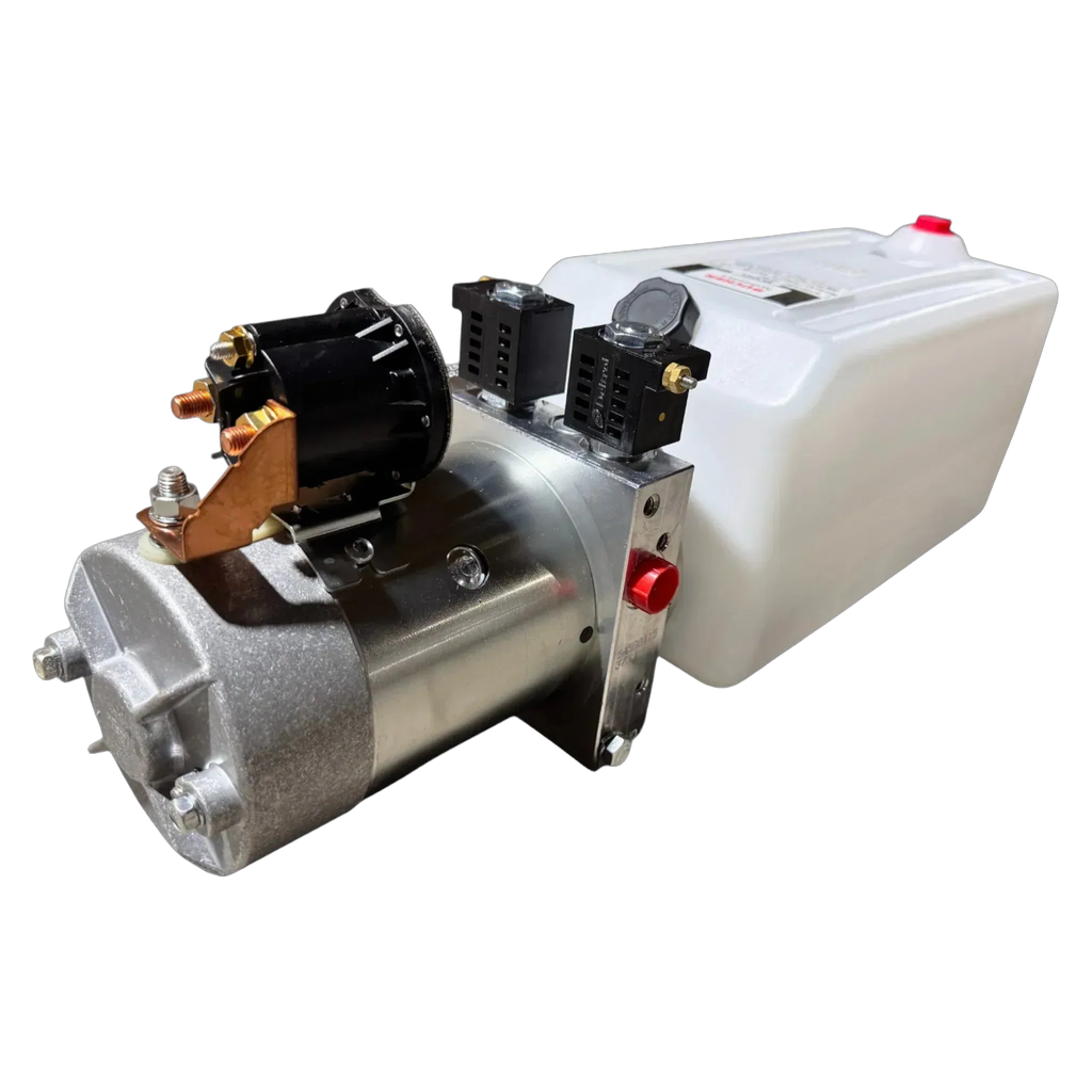 The Bucher Hydraulics, Inc. Pump 2 Way (Power Up / Power Down) features a 2.5-gal poly reservoir and offers reliable hydraulic power for versatile applications.