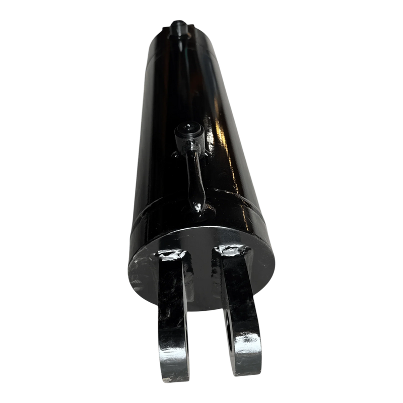 The PIERCE Welded Hydraulic Cylinder features a 5-inch bore, 14-inch stroke, and clevis mount. Shown in black from the mounting end on a white background—perfect for flatbed dump kit applications.