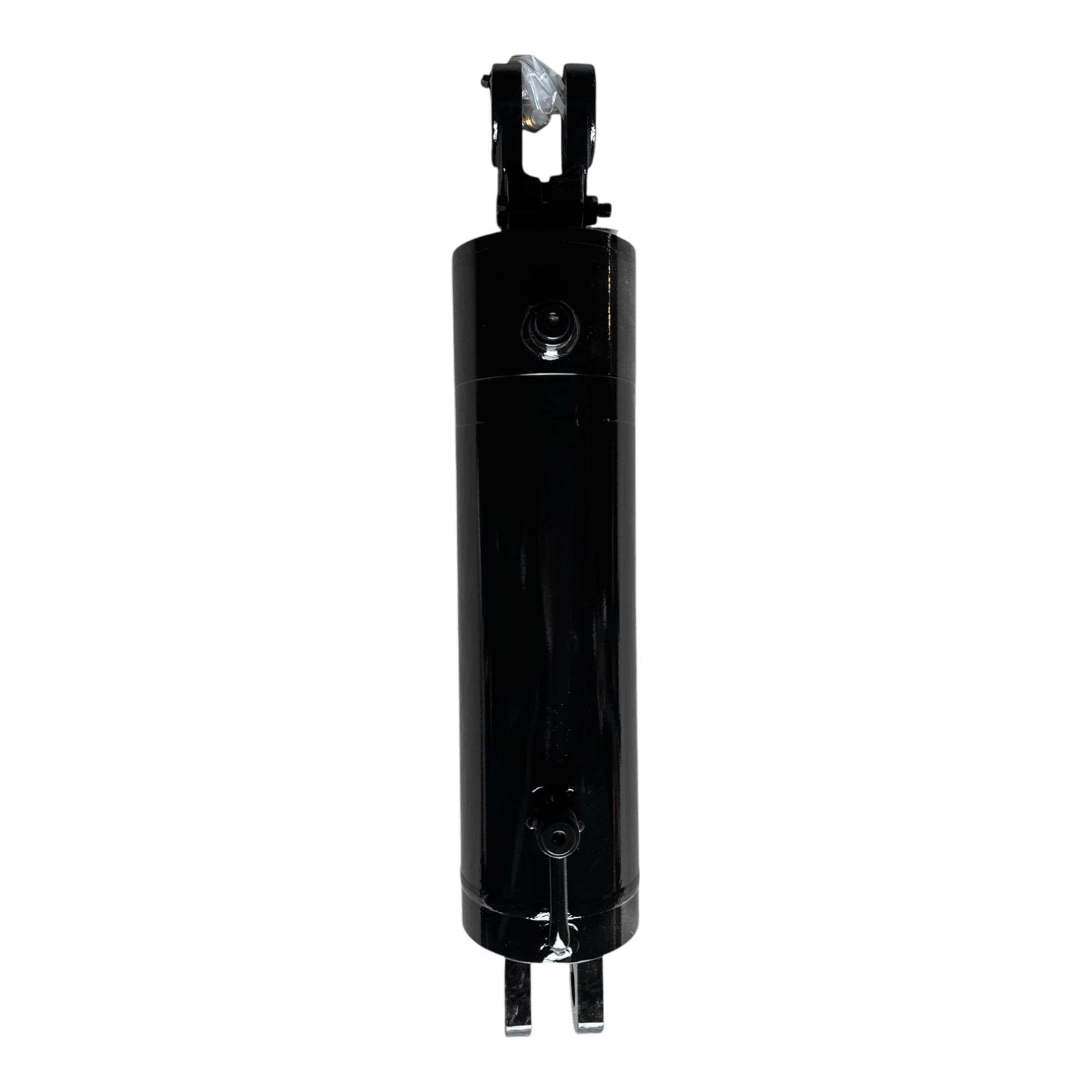 The PIERCE Hydraulic Cylinder features a 5-inch bore diameter, 14-inch stroke, and welded construction with mounting brackets at both ends, ideal for flatbed dump kits. Photographed on a white background.