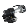 The PIERCE 12,500 lbs. 8" Drum Industrial Electric Winch features a black motor, silver drum, control handle, and attached cables, all set against a white background.