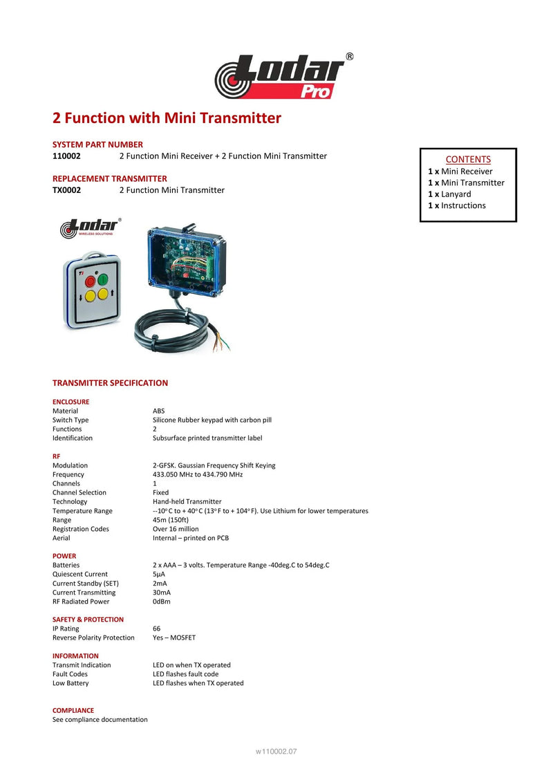 110002 - 2 Function with Mini Transmitter — Page 1