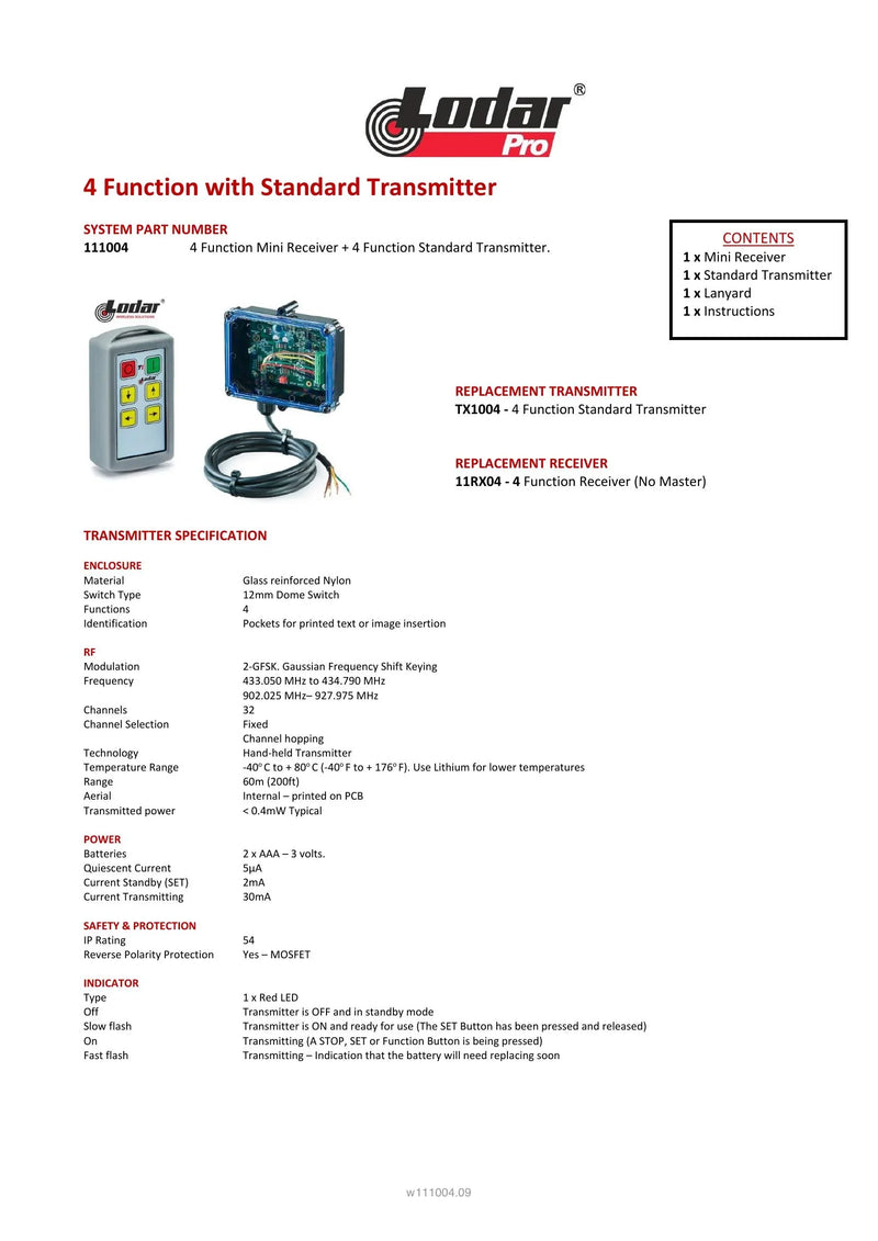111004 - 4 Function with Standard Transmitter — Page 1