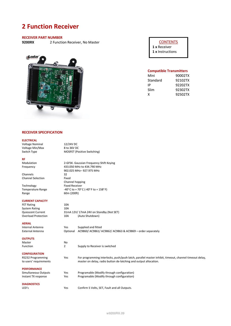 9200RX - 2 Function Receiver — Page 1