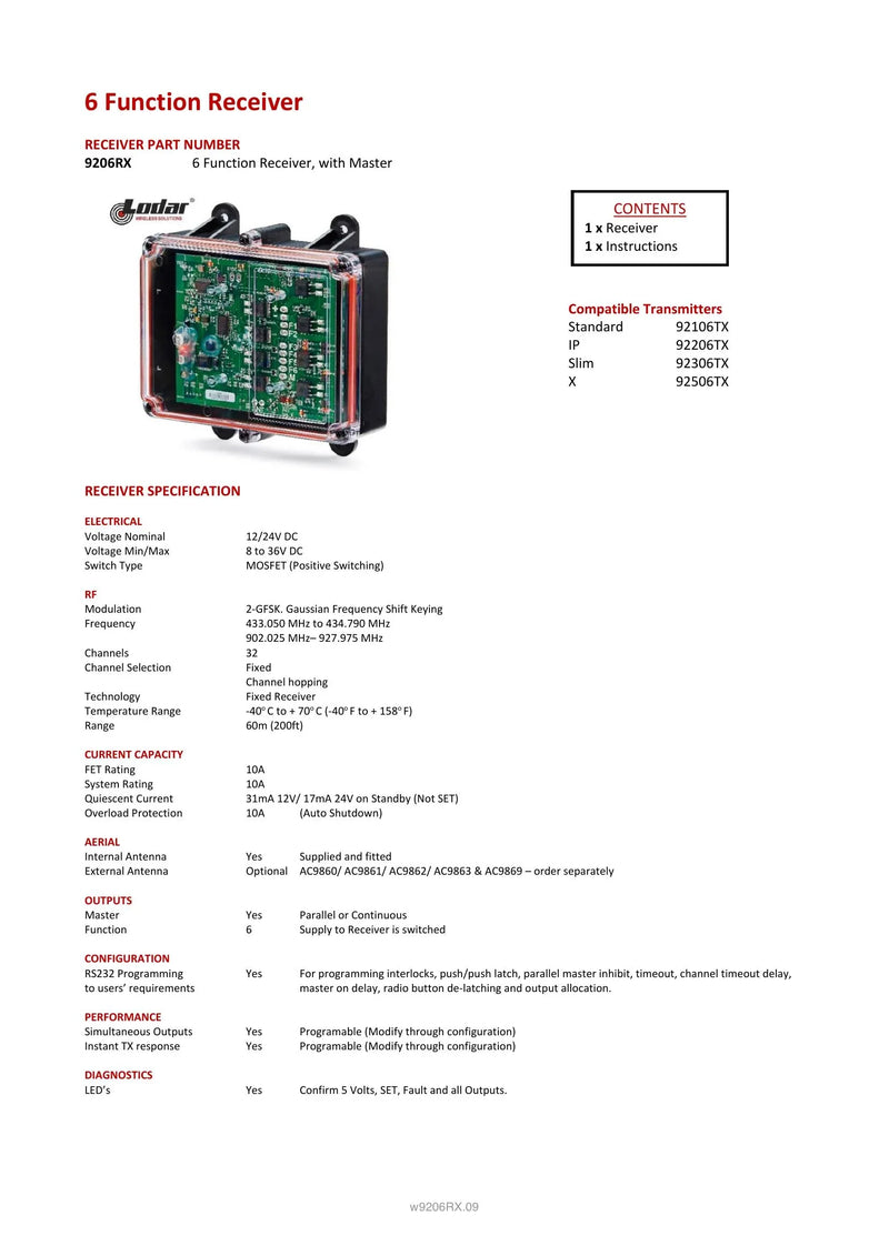 9206RX - 6 Function Receiver — Page 1