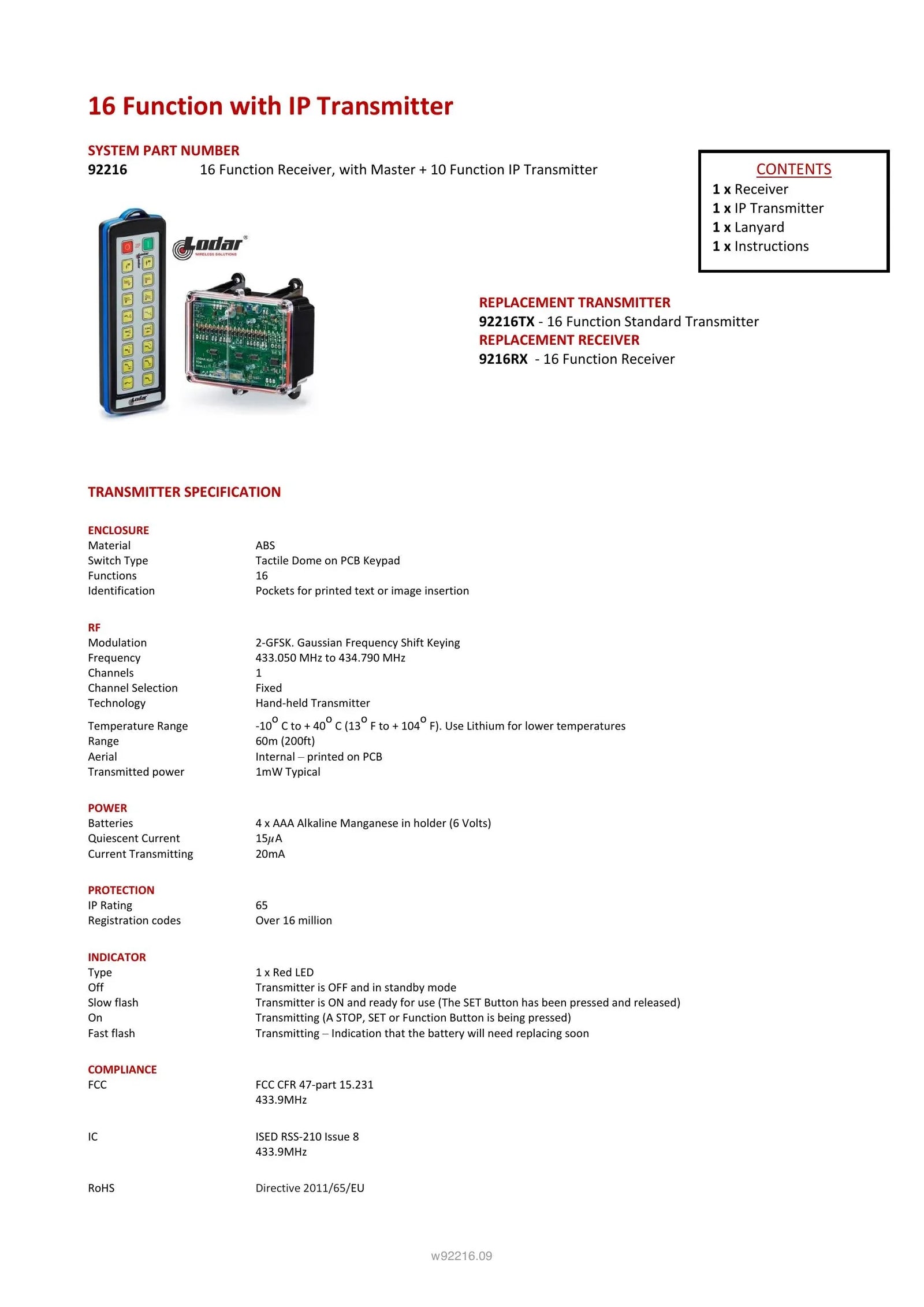92216 - 16 Function with IP Transmitter - Page 1