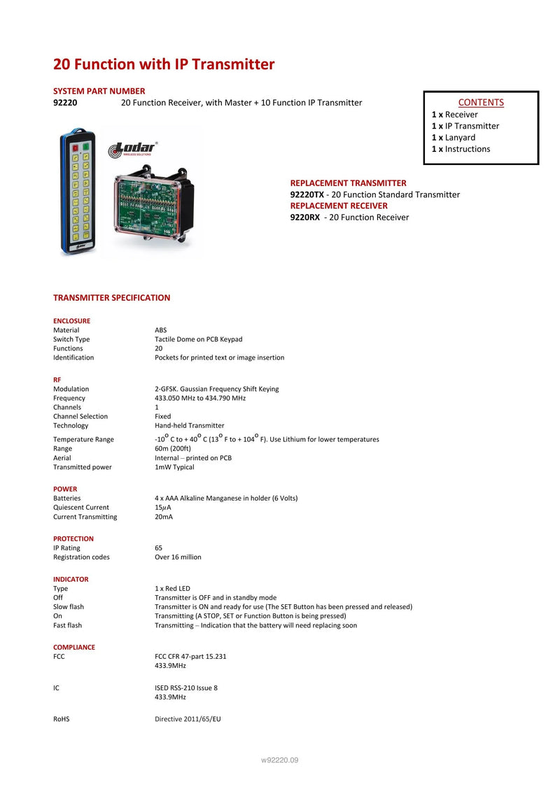 92220 - 20 Function with IP Transmitter — Page 1