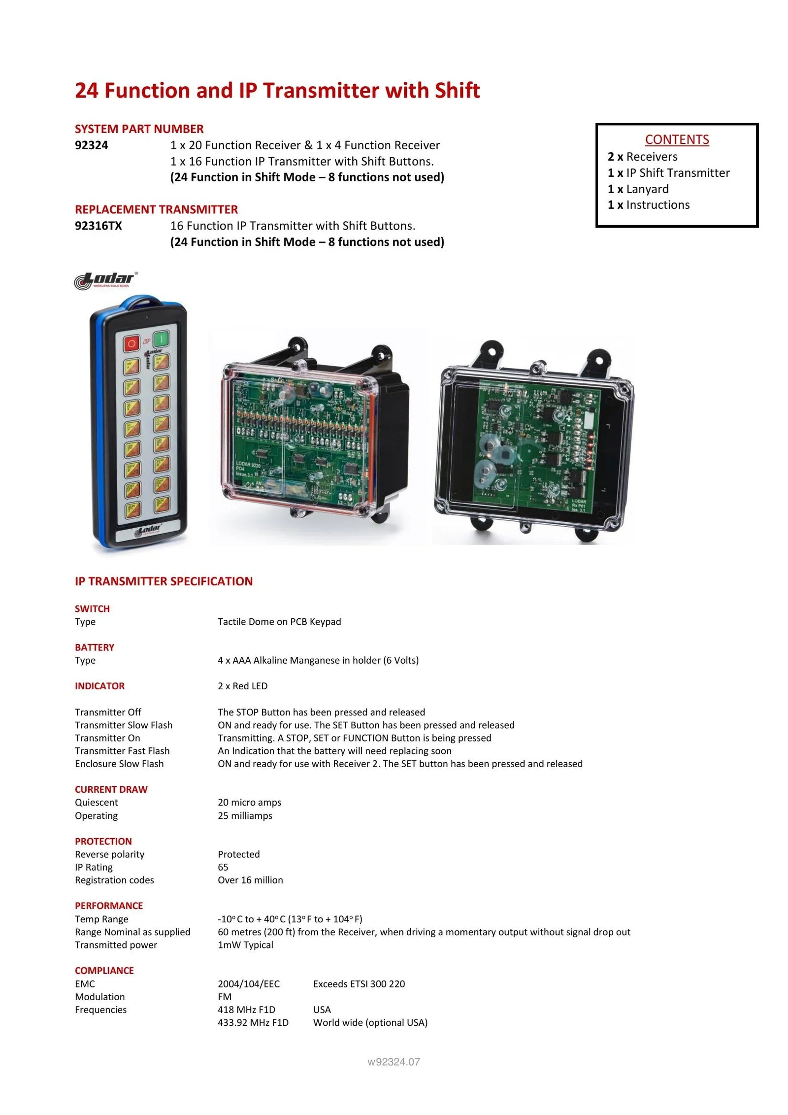 92324 - 24 Function and IP TRansmitter with Shift - Page 1