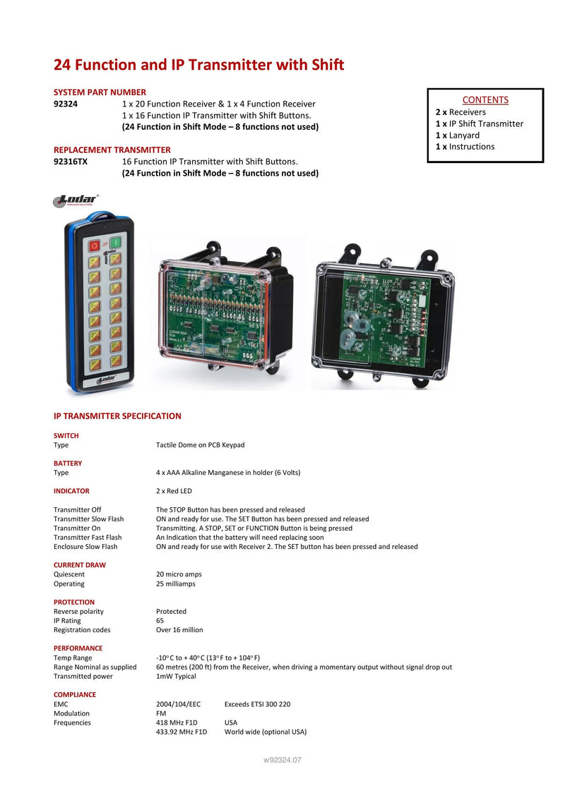 92324 - 24 Function and IP TRansmitter with Shift — Page 1