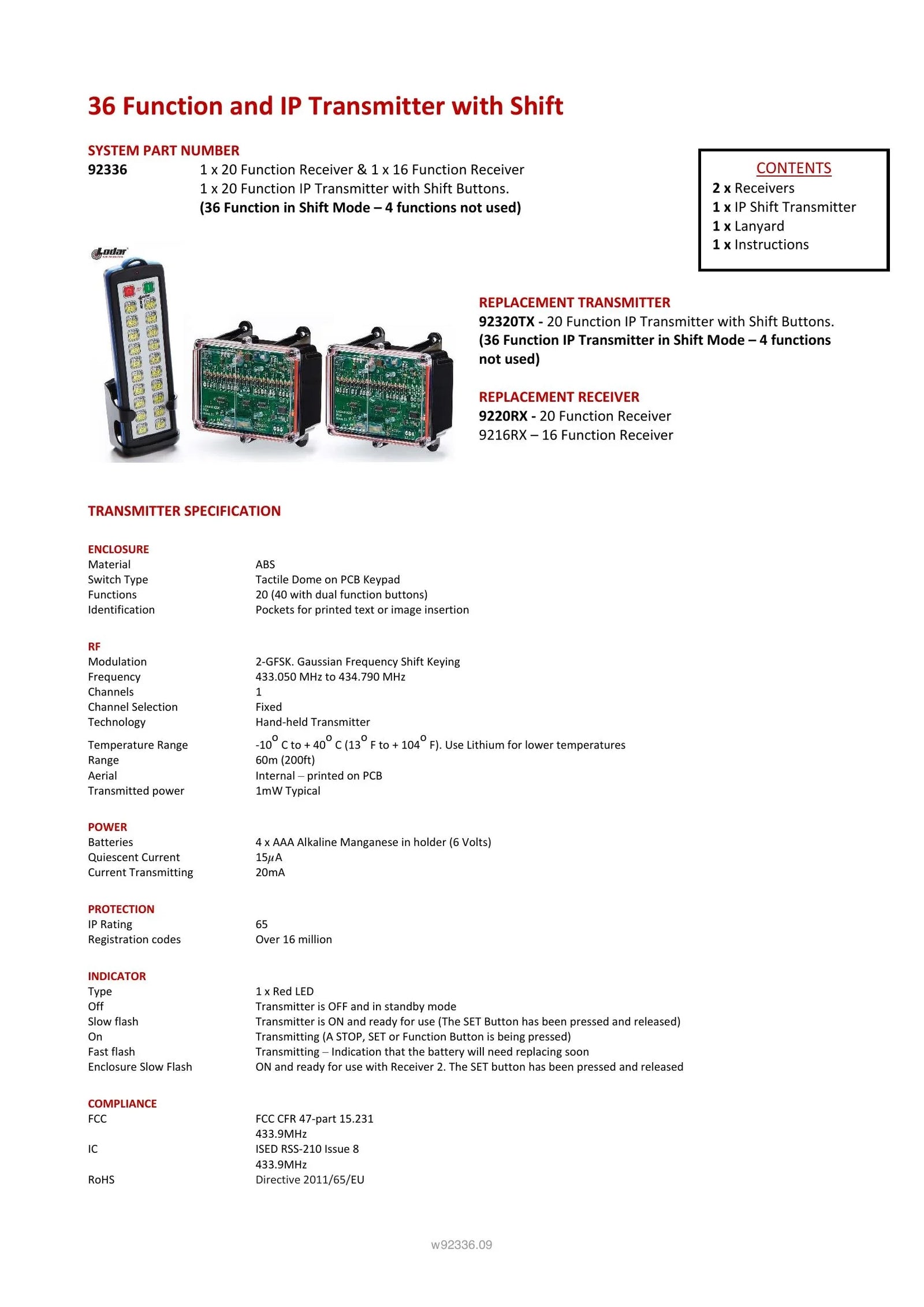 92336 - 36 Function and IP Transmitter with Shift - Page 1