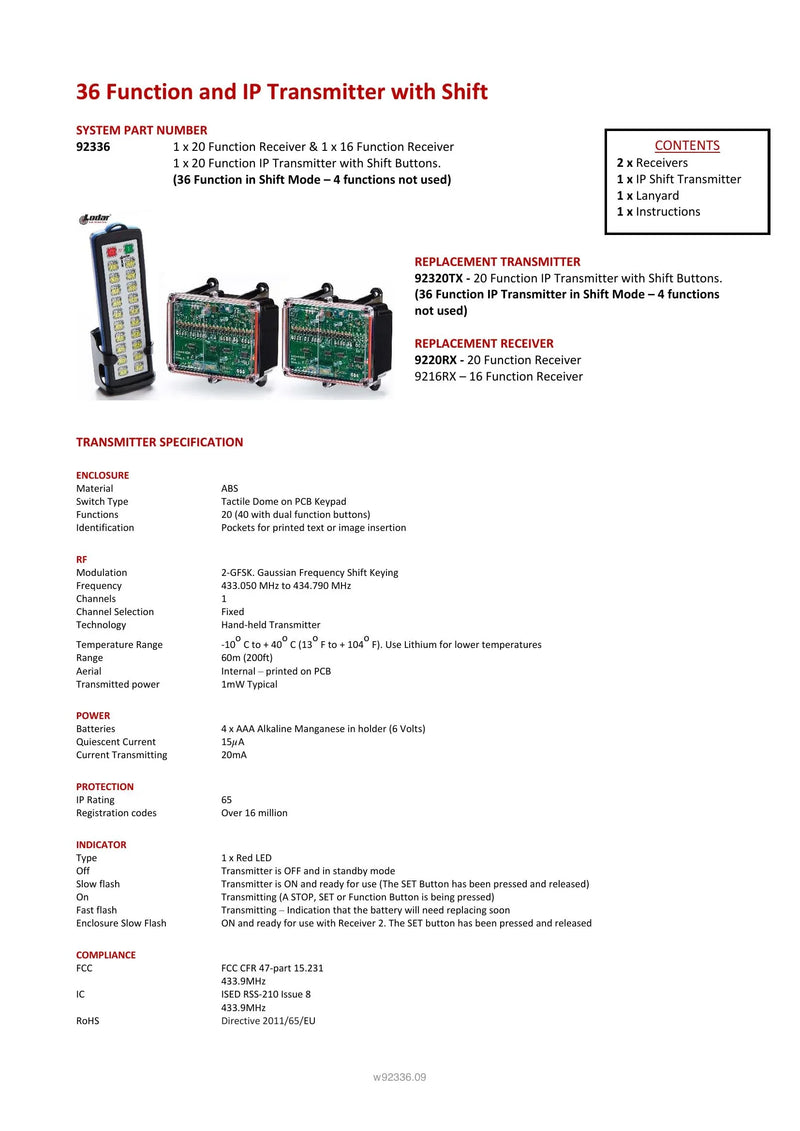 92336 - 36 Function and IP Transmitter with Shift — Page 1