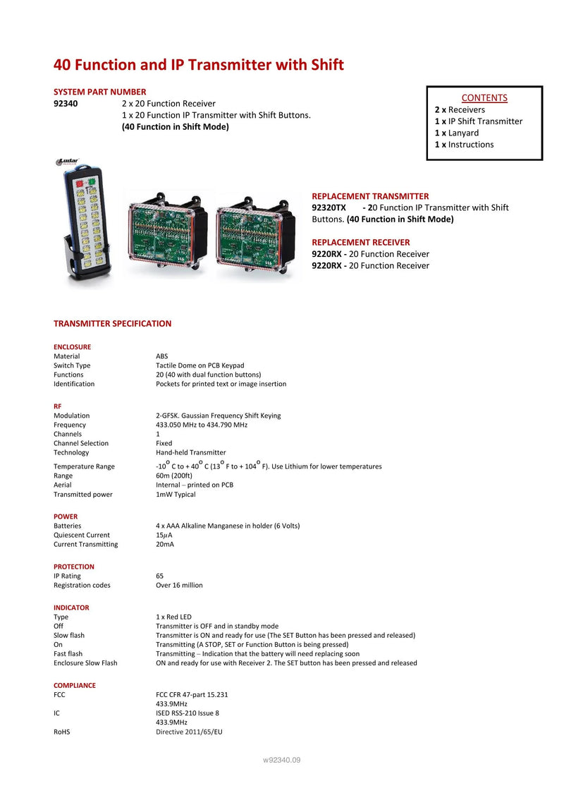 92340 - 40 Function and IP Transmitter with Shift — Page 1