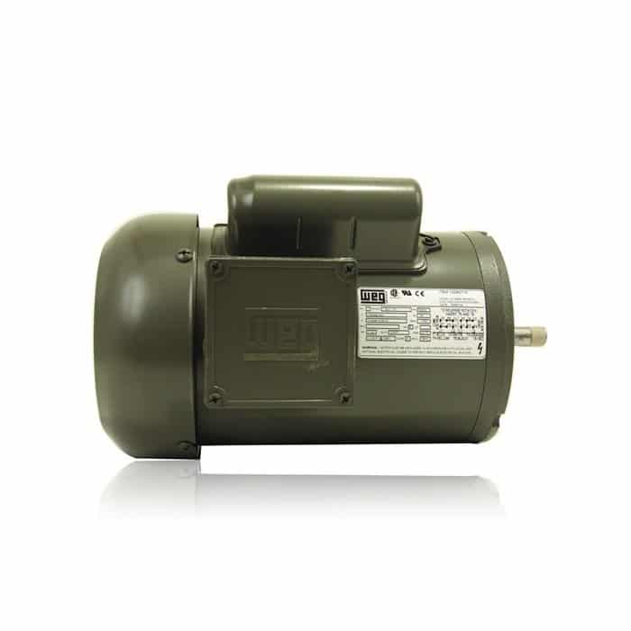 Shown in a side view, the PIERCE 110V Electric Worm Gear Winch Motor features the NEMA 56C mounting frame for easy integration. Ideal as a replacement motor, it meets the robust standards of the PS654-EK series.