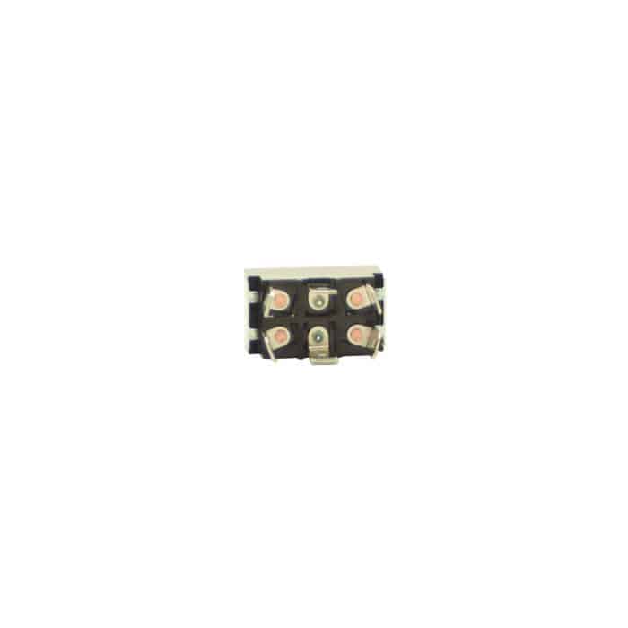 A compact, rectangular electronic component by PIERCE resembling a 2-Way 6 Pin push-on momentary toggle switch with multiple connectors.