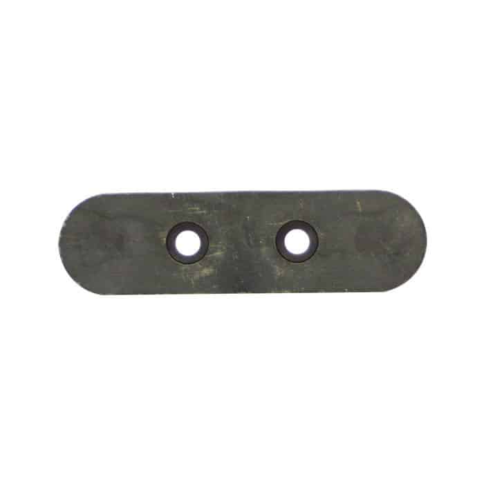 Oval metal plate with two center holes, designed to complement the PIERCE 400 Amp Fuse for optimal high-powered protection.