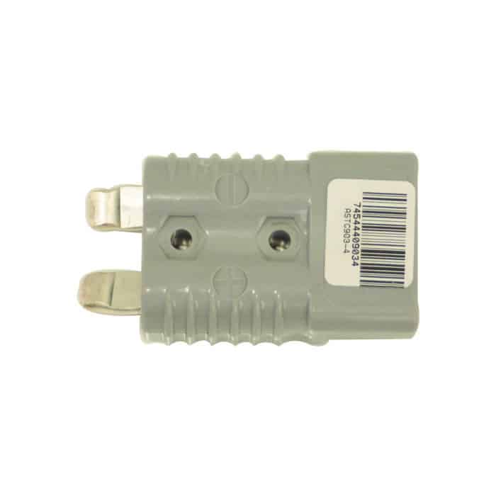 Gray electrical connector by PIERCE featuring metal terminals and a barcode, designed for easy integration with 4 Gauge Wire Connector.