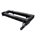 Angled view of the PIERCE black metal Drop Hinge for Bolt-In Bale Spear with hooks, slots, and added versatility.